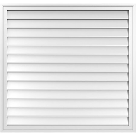 Ekena Millwork Vertical Surface Mount PVC Gable Vnt: Non-Functional, w/2"W x 1-1/2"H, Brickmould Frame, 42"W x 40"H GVPVE42X4002SN